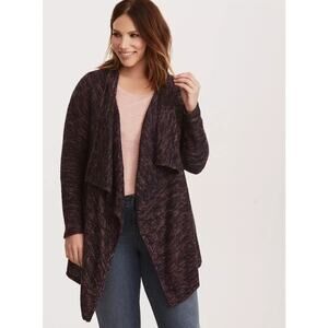 Torrid Marled Cardigan Drape Front Knit Open Front Sweater Plus Size 2X